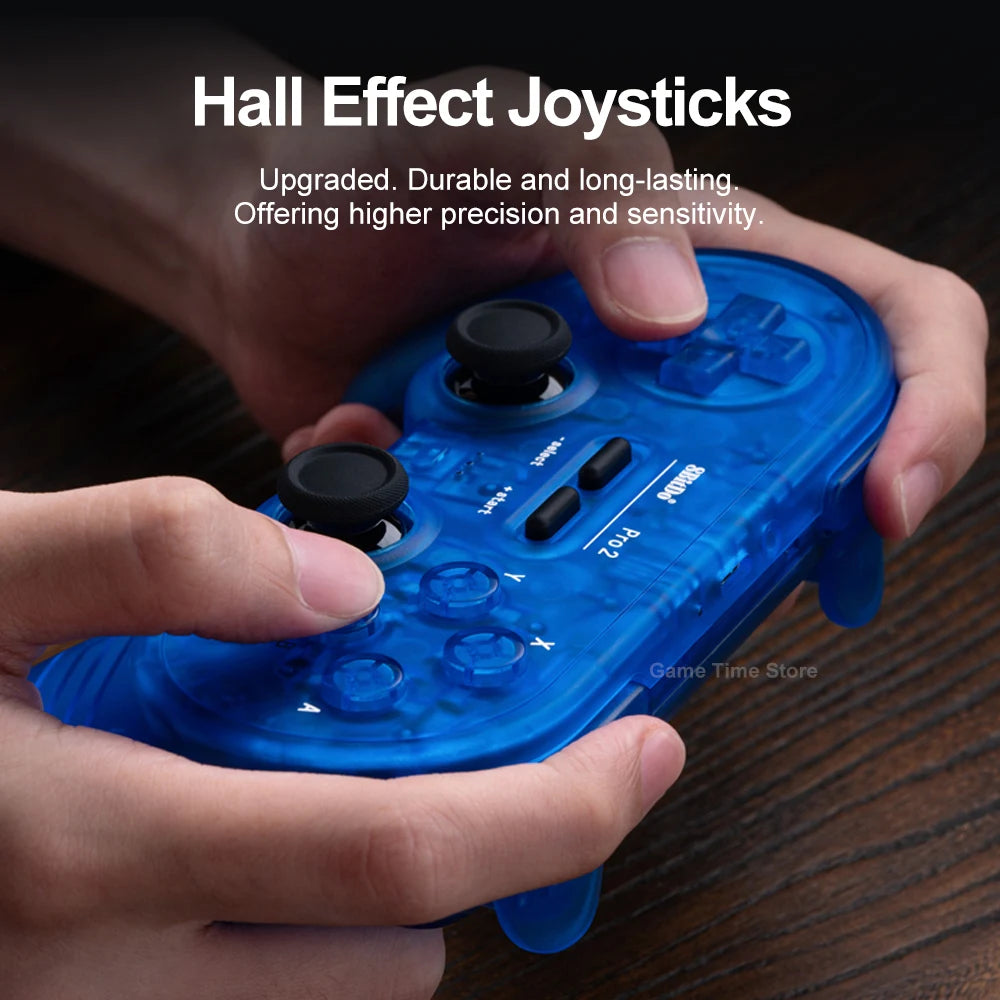 Control de juego Bluetooth 8Bitdo Pro 2 para Nintendo Switch PC Steam Android iOS con efecto Hall transparente azul verde púrpura