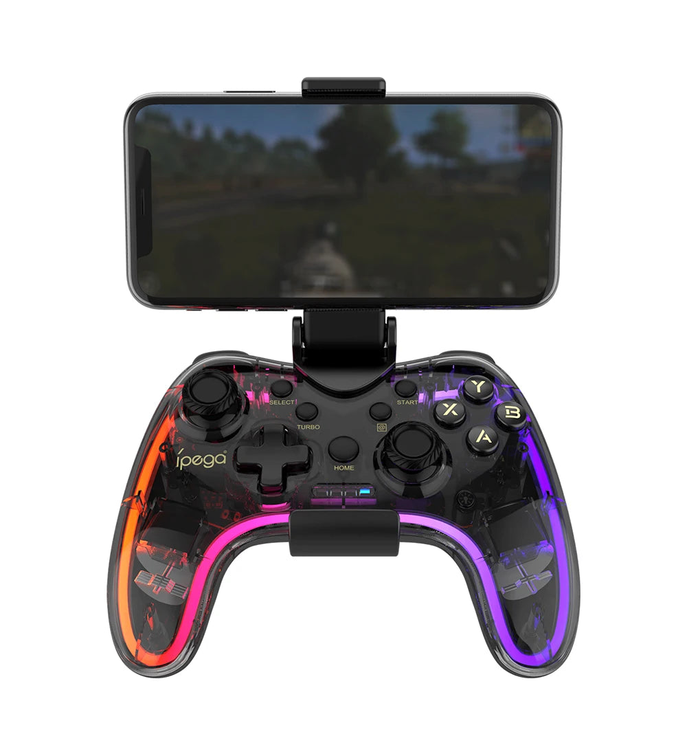 Ipega-mando de juegos PG-9228 con Bluetooth, Gamepad transparente de colores RGB para juegos MFi de NS Switch, iOS y Android