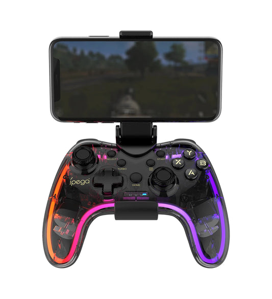 Ipega-mando de juegos PG-9228 con Bluetooth, Gamepad transparente de colores RGB para juegos MFi de NS Switch, iOS y Android