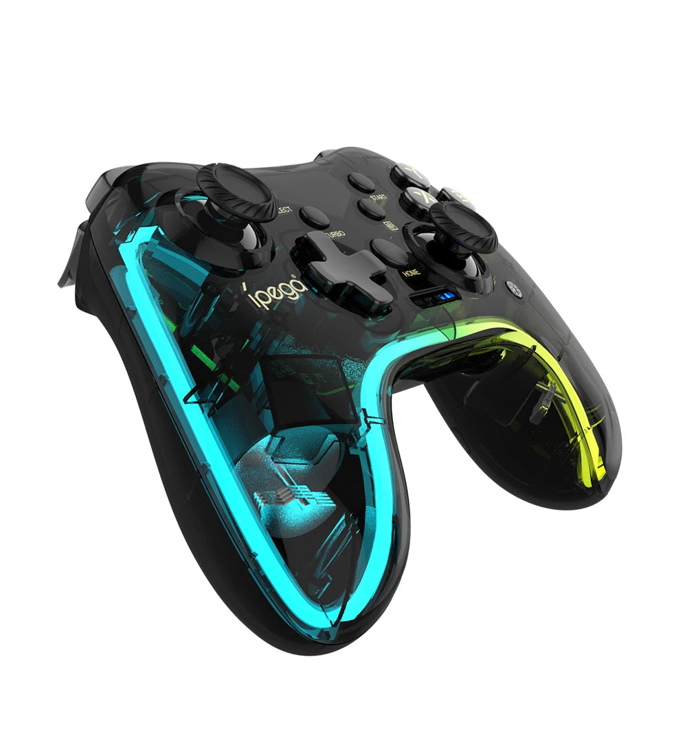 Ipega-mando de juegos PG-9228 con Bluetooth, Gamepad transparente de colores RGB para juegos MFi de NS Switch, iOS y Android