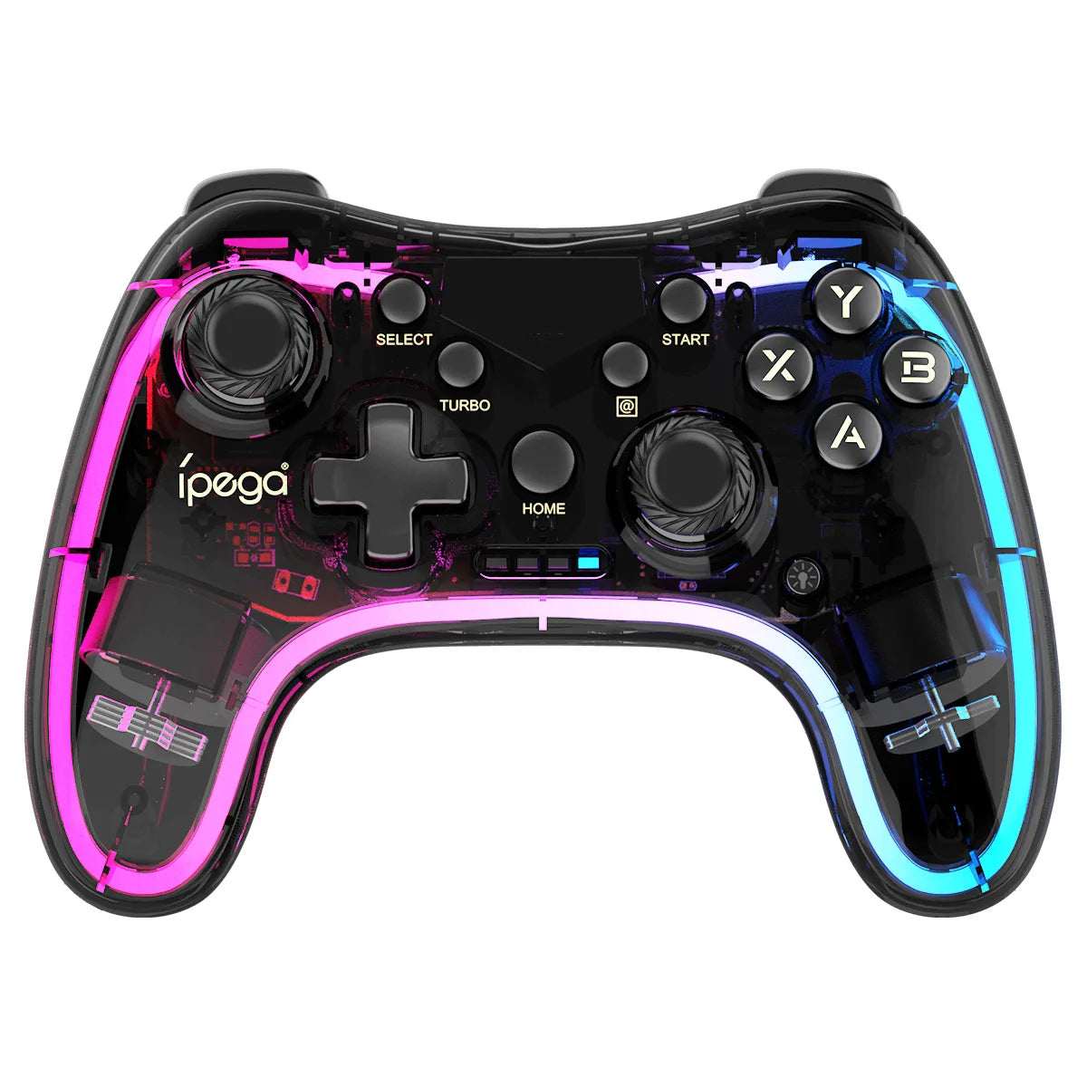 Ipega-mando de juegos PG-9228 con Bluetooth, Gamepad transparente de colores RGB para juegos MFi de NS Switch, iOS y Android