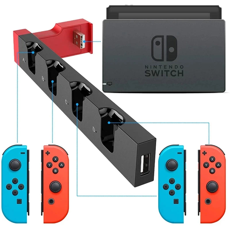 Base de carga para Nintendo Switch y Oled Joy Con, accesorios de Joycon, estación de acoplamiento, soporte de juego