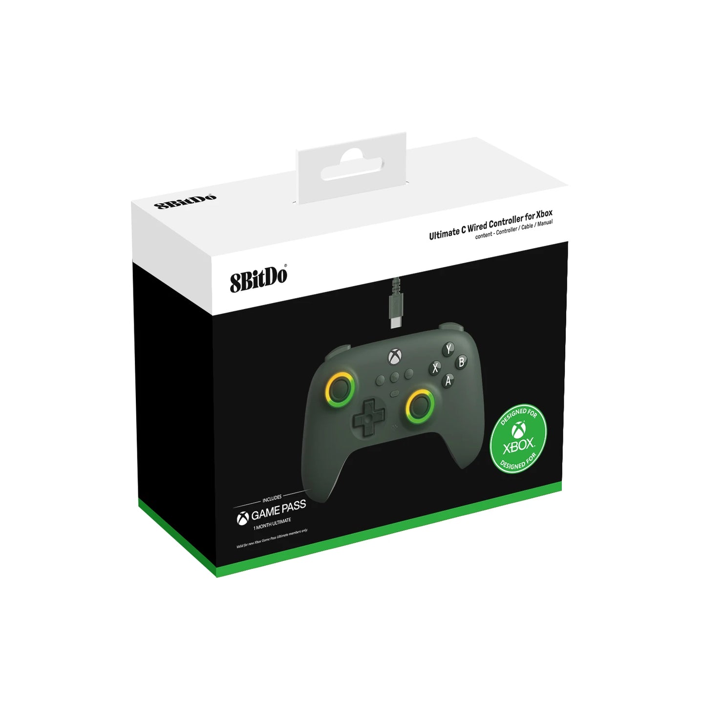 8BitDo Control Ultimate C Wired USB Gamepad con Hall Effect Joysticks para Xbox Series X、Series S, Xbox One, and PC Windows.